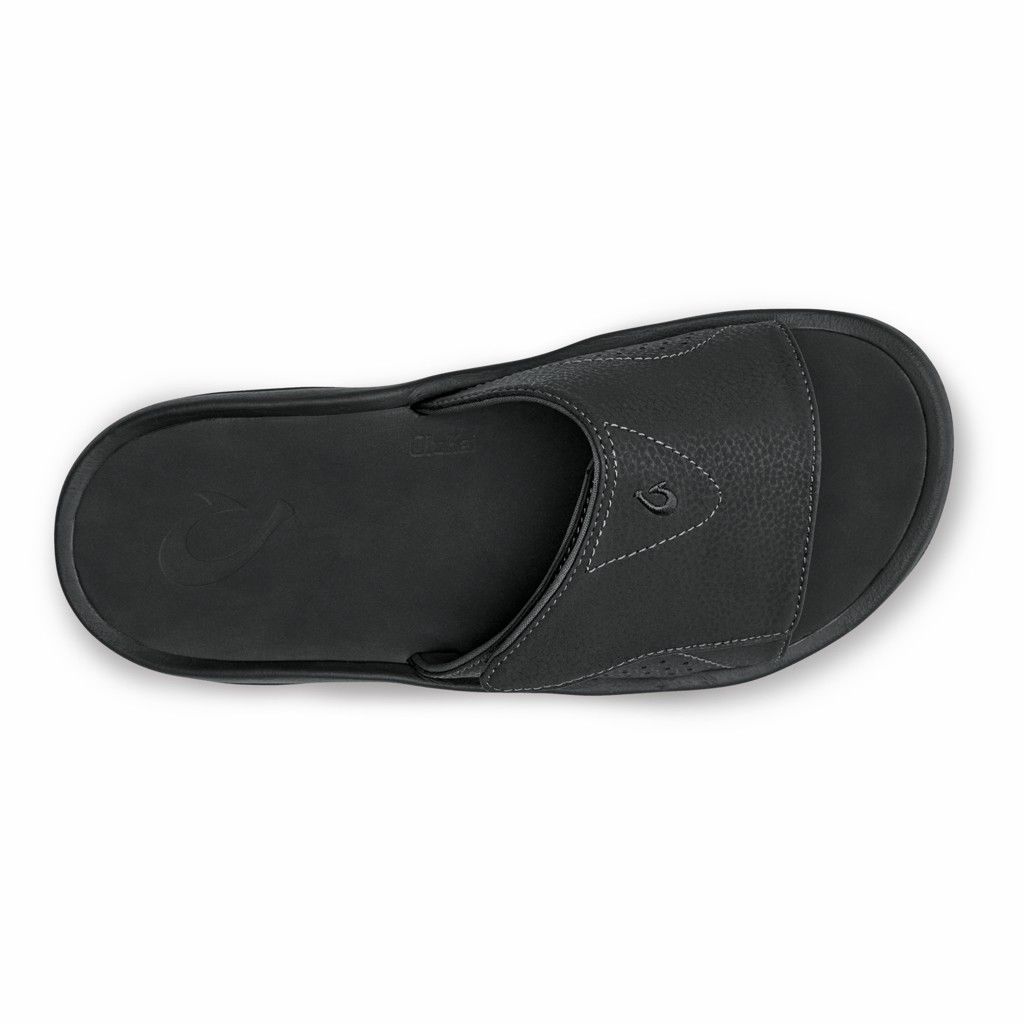 Sandalias Olukai Nalu Slide - Sandalias Hombre Negros 20597-631